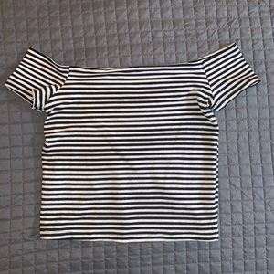 Off the shoulder stripe shirt